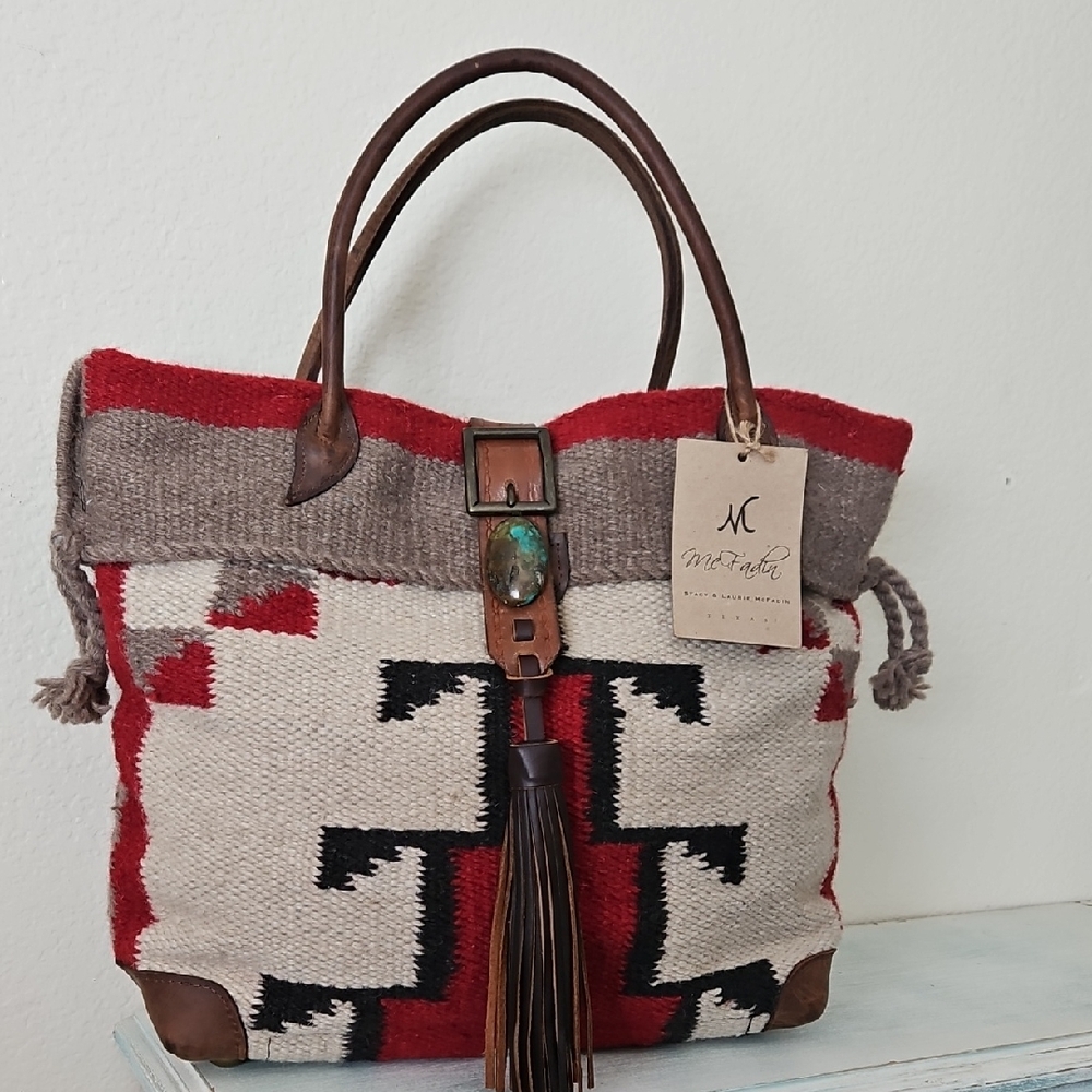 Two Bar West McFadin Stacey Laurie South Western Blanket Bag Turquoise & Tassel